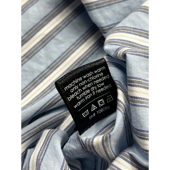 Sean John Mens XL Blue/White Striped Button-Down Shirt Big All Over Print - Picture 10 of 11